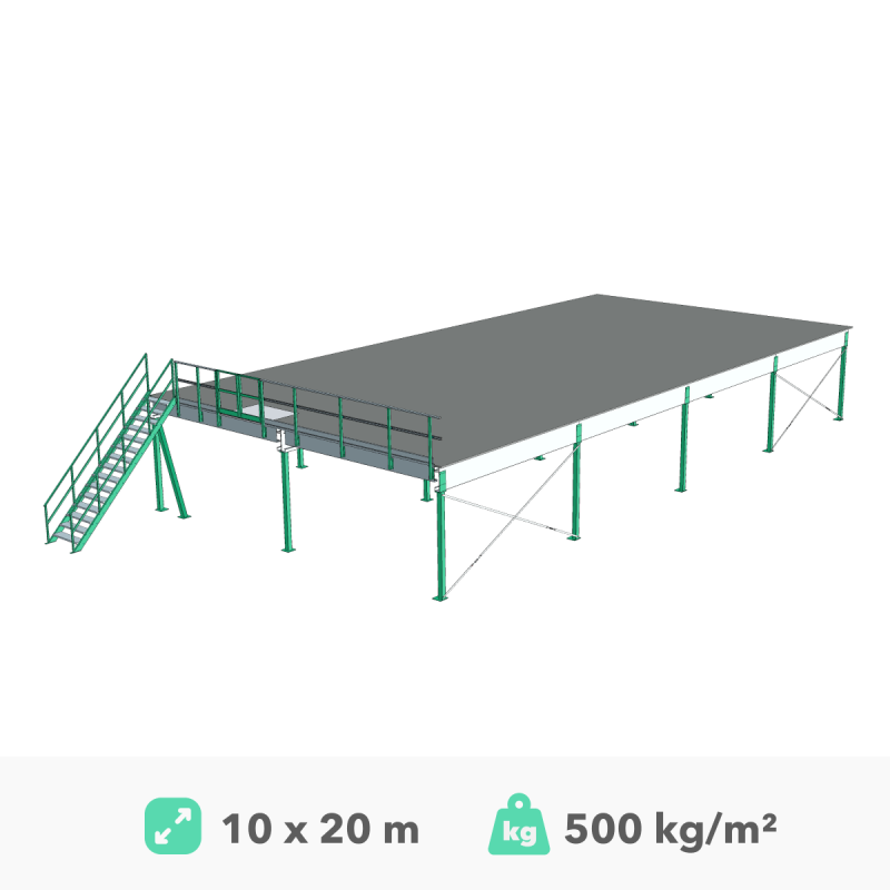 Mezonīna platforma 20x10m, 500kg/m²