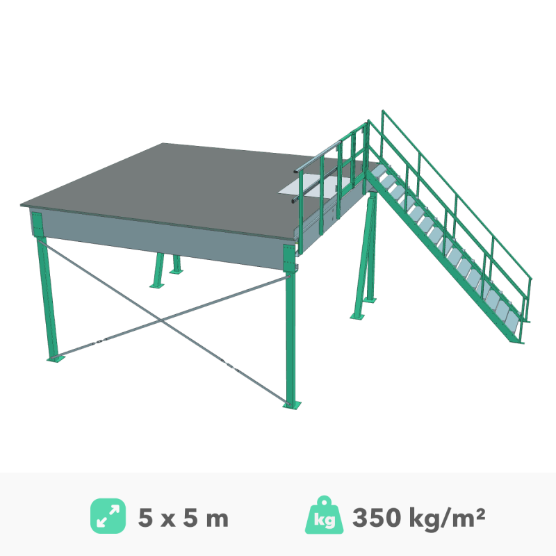 Mezonīna platforma 5x5m, 350kg/m²