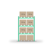 Pallet rack 3500x1800mm / 8 pallets / 0+3 shelves