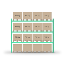 Pallet rack 3500x3600mm / 16 pallets / 0+3 shelves