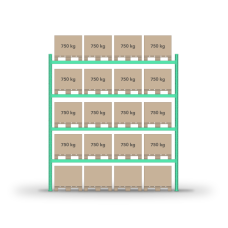 Pallet rack 4000x3600mm / 20 pallets / 0+4 shelves