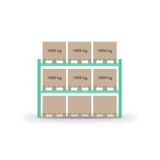 Pallet rack 2500x2700mm / 9 pallets / 0+2 shelves