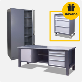 High load metal work table 2100x620x850mm and tool metal cabinet 1000x500x1970mm