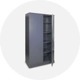 Metal cabinets with shelves