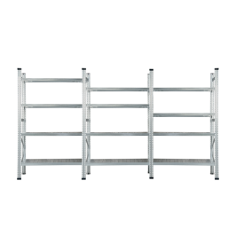 Metāla plauktu komplekts 1972x4500x500 mm, 3 sekcijas, 12 plaukti