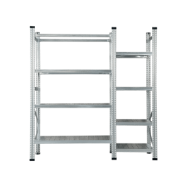 Metāla plauktu komplekts 1800x1972x500 mm, 2 sekcijas, 7 plaukti, 1 riepu plaukts