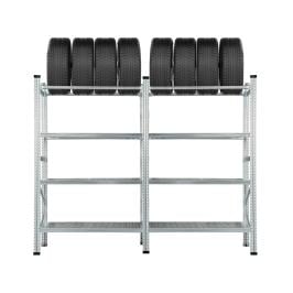 Metāla plauktu komplekts 1972x2400x500 mm, 2 sekcijas, 6 plaukti, 2 riepu plaukts