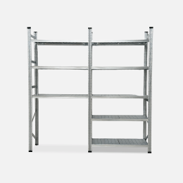 Metāla plauktu komplekts, 2500x2485x600 mm, 2 sekcijas, 8 plaukti