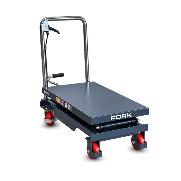 FORK Hidrauliskais galds vai hidrauliskā platforma preču pacelšanai un pārvietošanai noliktavā vai darbnīcā, kravnesība 350 kg